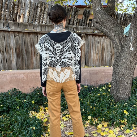 Vintage Lace Boho Blouse Unique Unfinished Handmade Blouse Festival Wear S/M - Picture 8 of 9